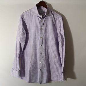 Men's Charles Tyrwhitt UK Slim Fit 15.5" Dress Button Cufflink Cuff Purple White